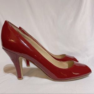 Red Patent Leather Peep Toe Heels by Steve Madden